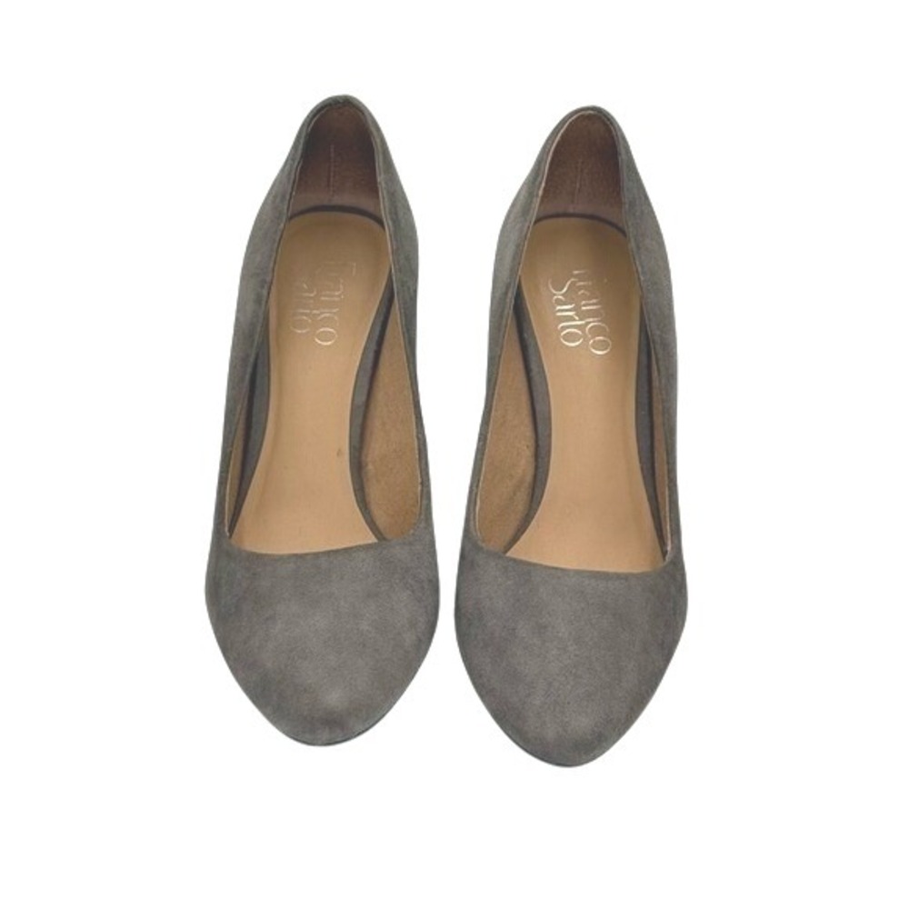 Franco Sarto Gray Suede Block Heel Pump Grannycore Dark Academia - Picture 4 of 9